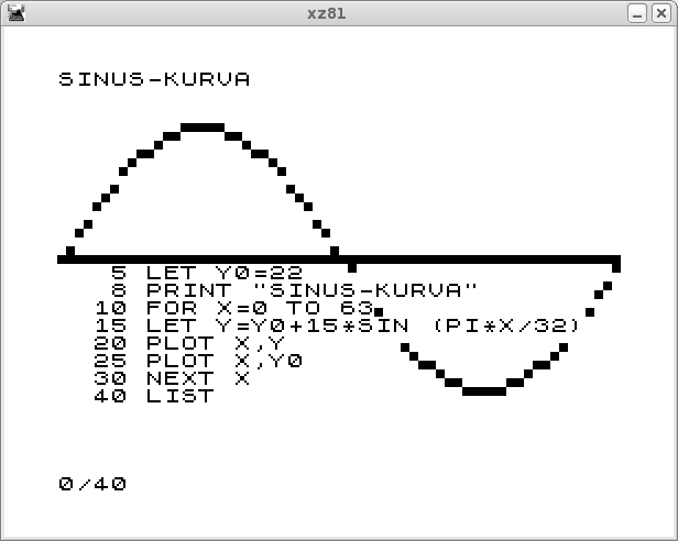 [Skärmbild från ZX-81]